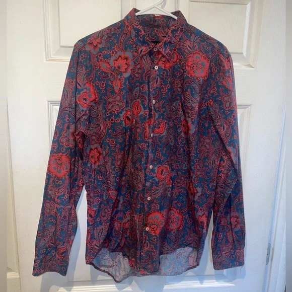Zara slim fit unique pattern mens dress shirt size large